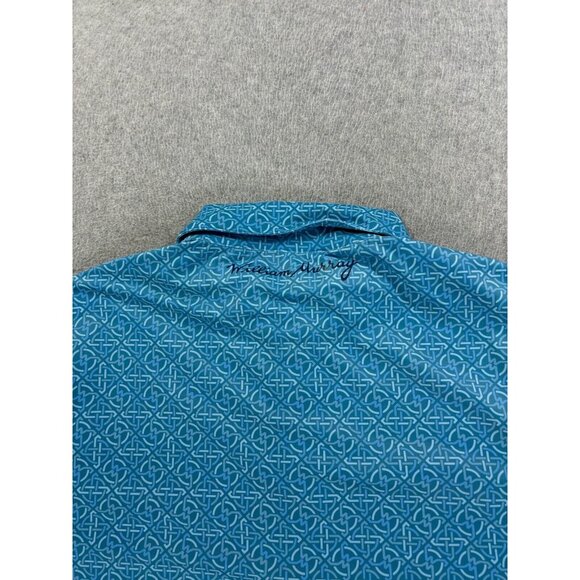 William Murray Geometric Design Short Sleeve Golf Polo Shirt (Men's Medium) Blue - Picture 10 of 11